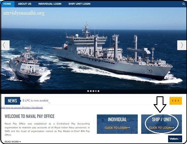 Ship/ Unit Login page of NPO Login