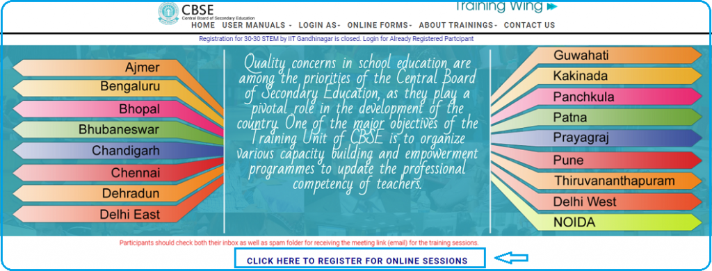 CBSE Training Portal online registration