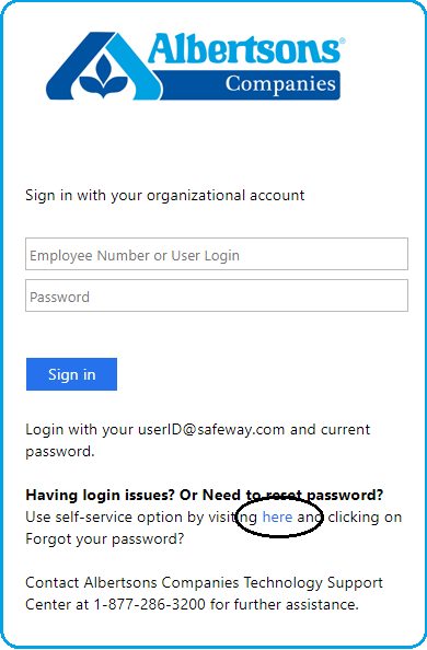 direct2hr safeway login page reset password