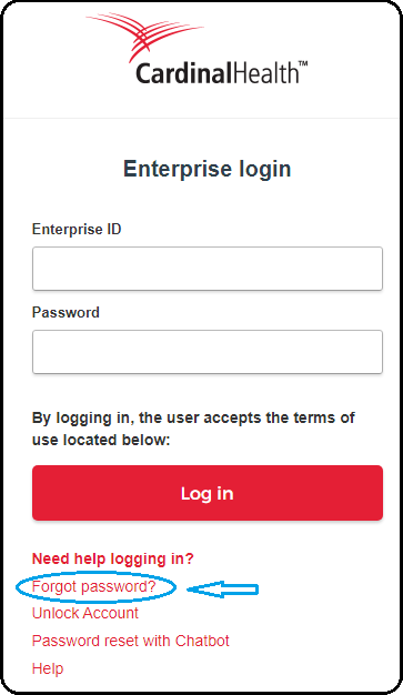 tap on forgot password of the Cardian heallth Login page