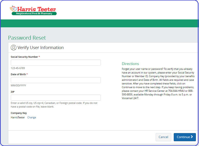 reset the password