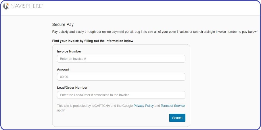 secure pays of the NaviSphere Carrier Login: